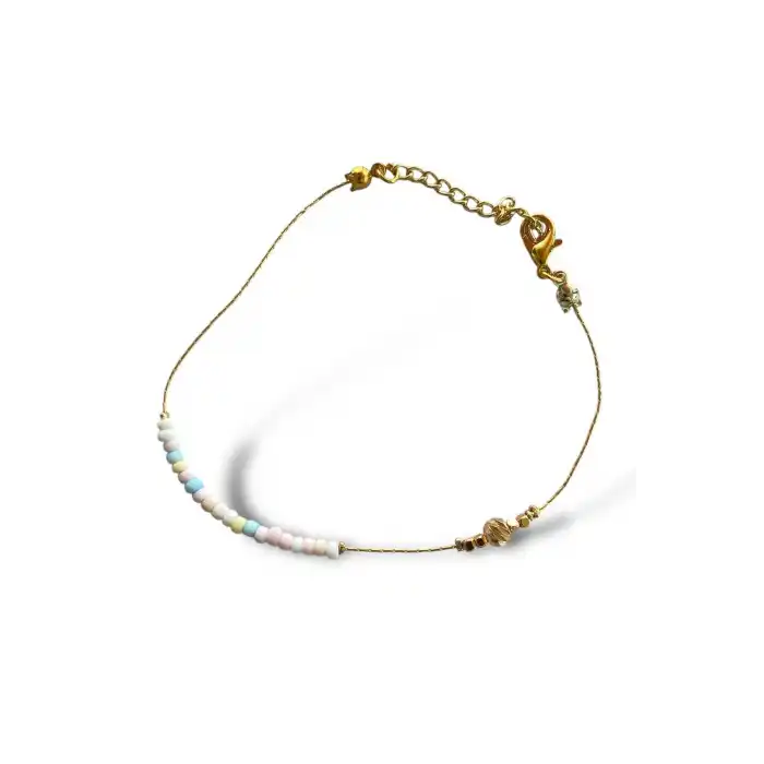 Altın Renk Boncuk Detaylı Halhal