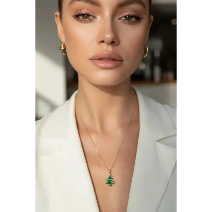 Altın Renk Çam Ağacı Figürlü Çelik Yılbaşı Ağacı