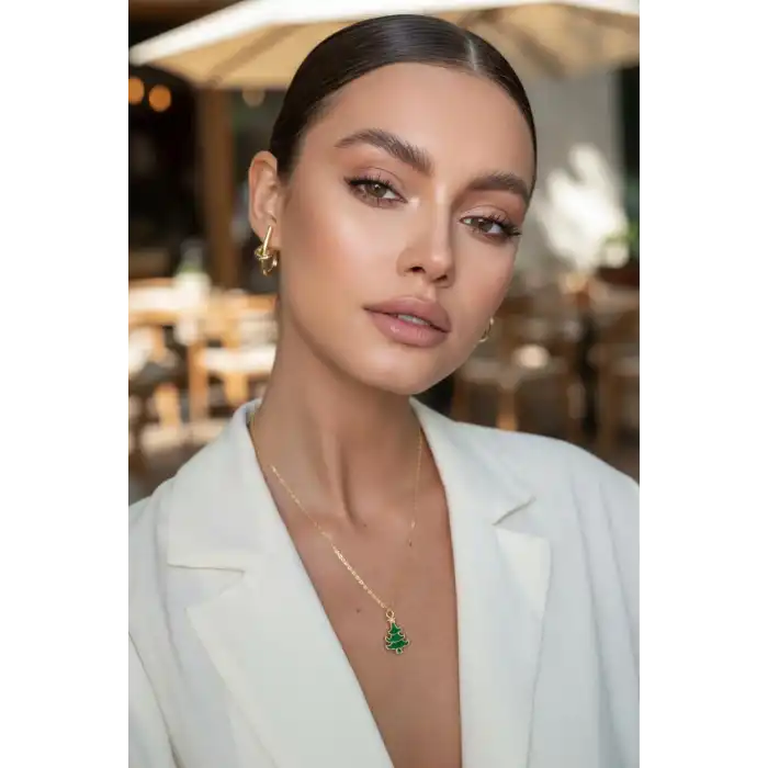 Altın Renk Çam Ağacı Figürlü Çelik Yılbaşı Ağacı