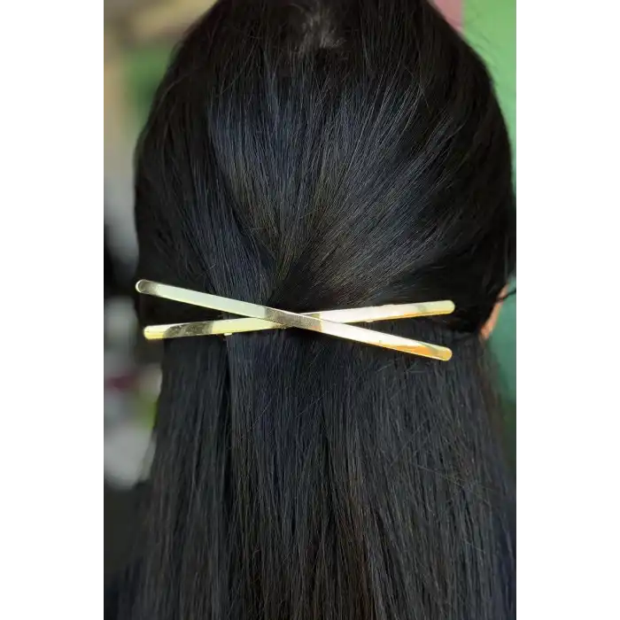 Altın Renk Çarpı Figürlü Metal Otomat Toka