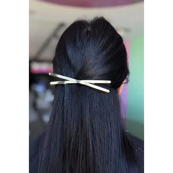 Altın Renk Çarpı Figürlü Metal Otomat Toka