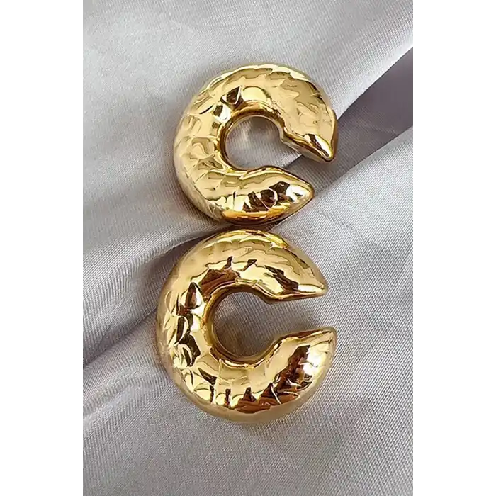 Altın Renk Çelik Ear Cuff (Çift)