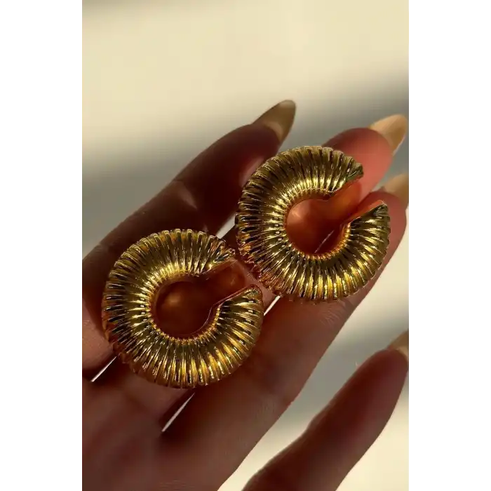 Altın Renk Çelik Ear Cuff (Çift)