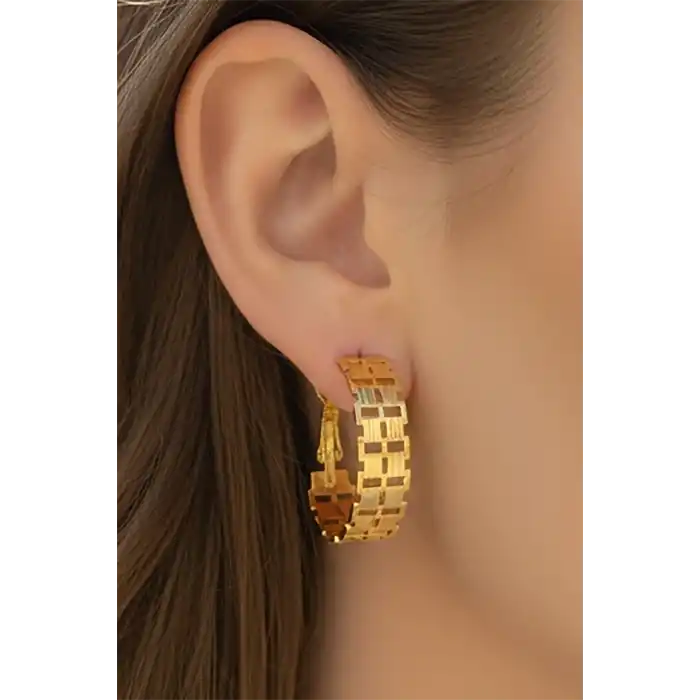 Altın Renk Çelik Halka Küpe (Çift)