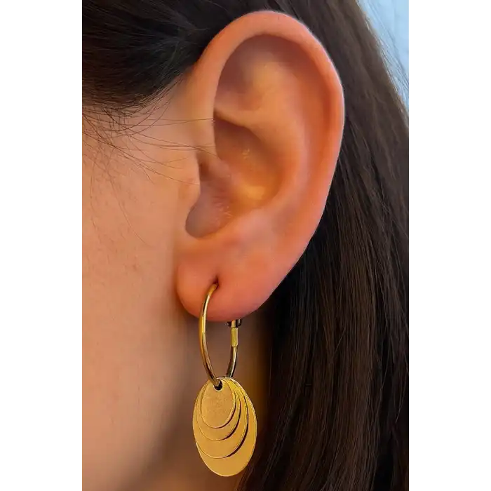 Altın Renk Çelik Halka Küpe (Çift)