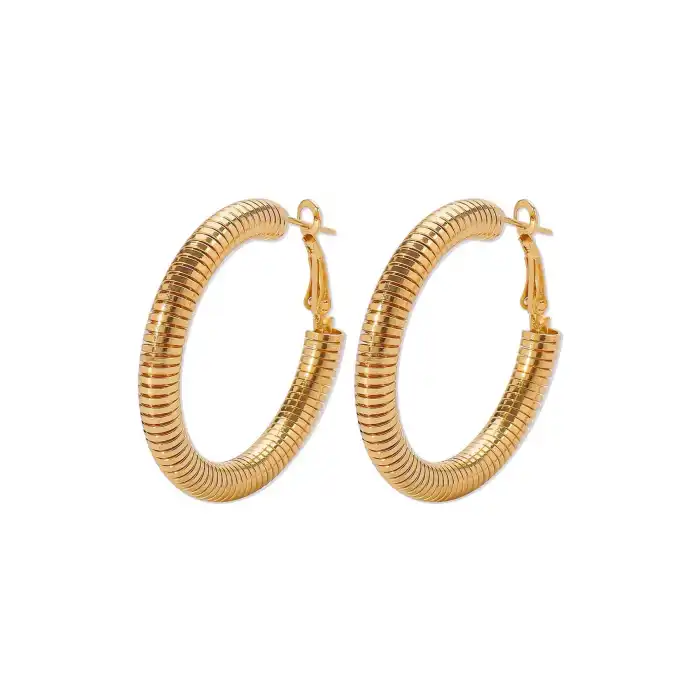 Altın Renk Çelik Halka Küpe (Çift)