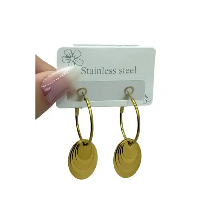 Altın Renk Çelik Halka Küpe (Çift)