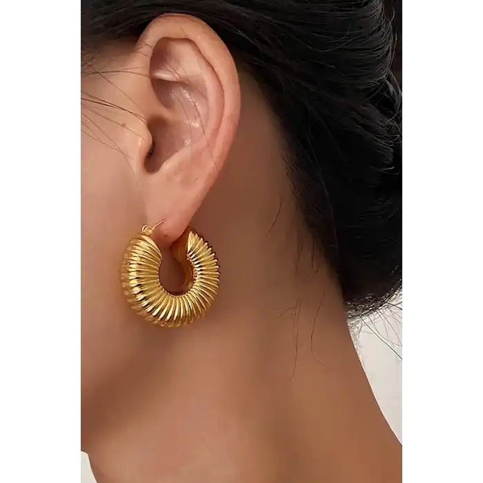 Altın Renk Çelik Halka Küpe (Çift)