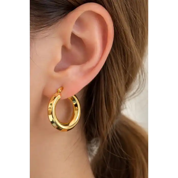 Altın Renk Çelik Halka Küpe (Çift)