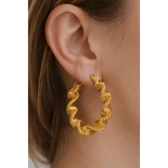 Altın Renk Çelik Halka Küpe (Çift)