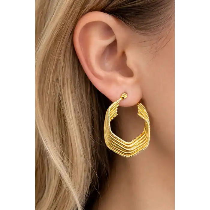 Altın Renk Çelik Halka Küpe (Çift)