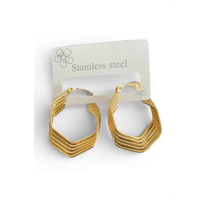 Altın Renk Çelik Halka Küpe (Çift)