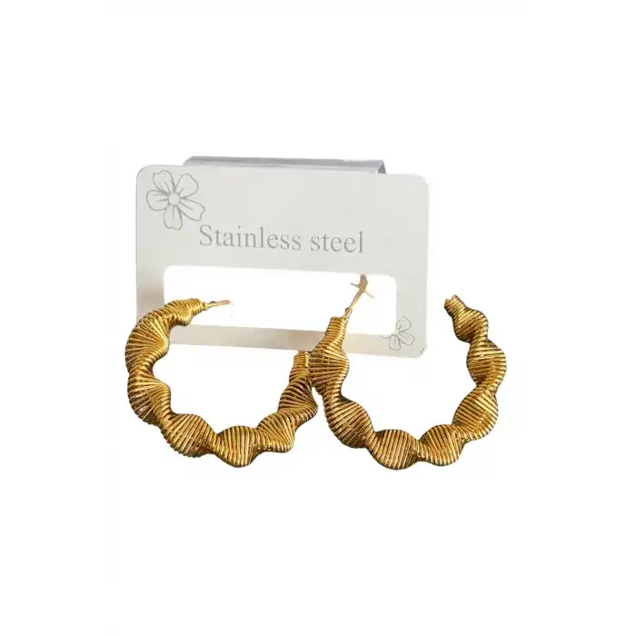 Altın Renk Çelik Halka Küpe (Çift)