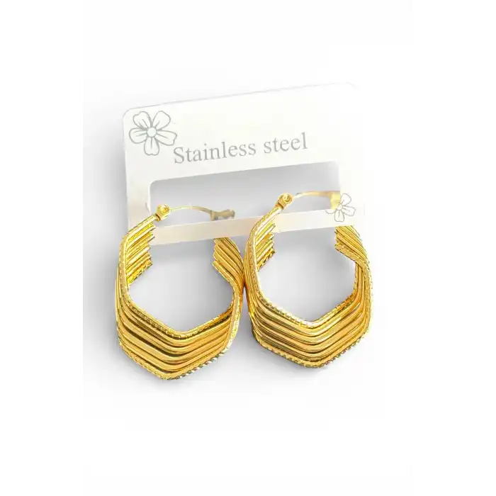 Altın Renk Çelik Halka Küpe (Çift)