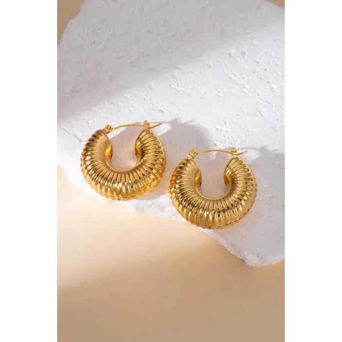 Altın Renk Çelik Halka Küpe (Çift)