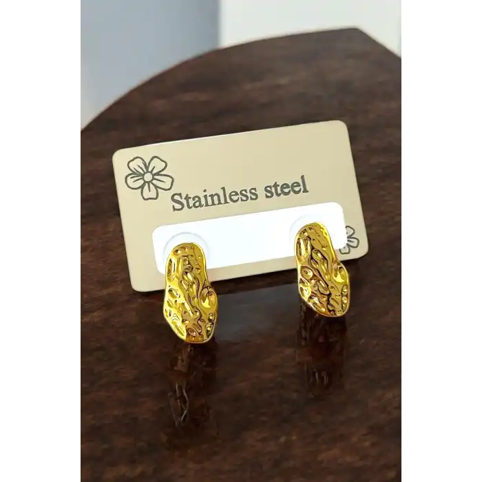 Altın Renk Çelik Küpe (Çift)