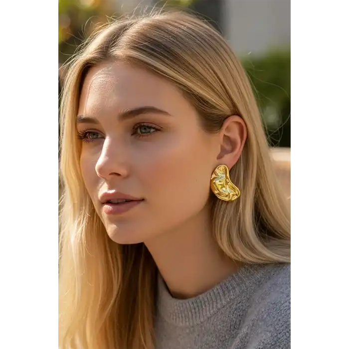 Altın Renk Çelik Küpe (Çift)