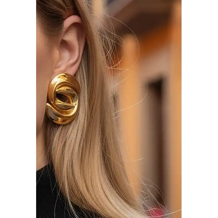 Altın Renk Çelik Küpe (Çift)