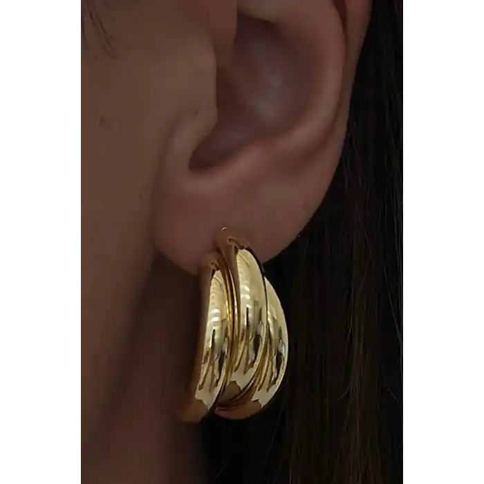 Altın Renk Çelik Küpe (Çift)