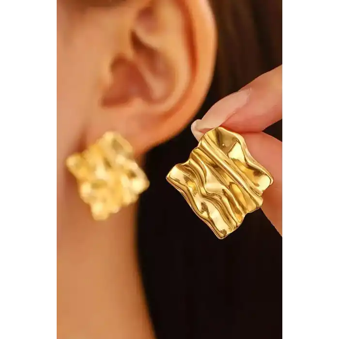 Altın Renk Çelik Küpe (Çift)