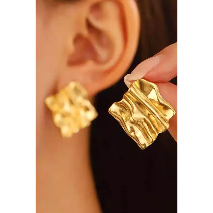 Altın Renk Çelik Küpe (Çift)