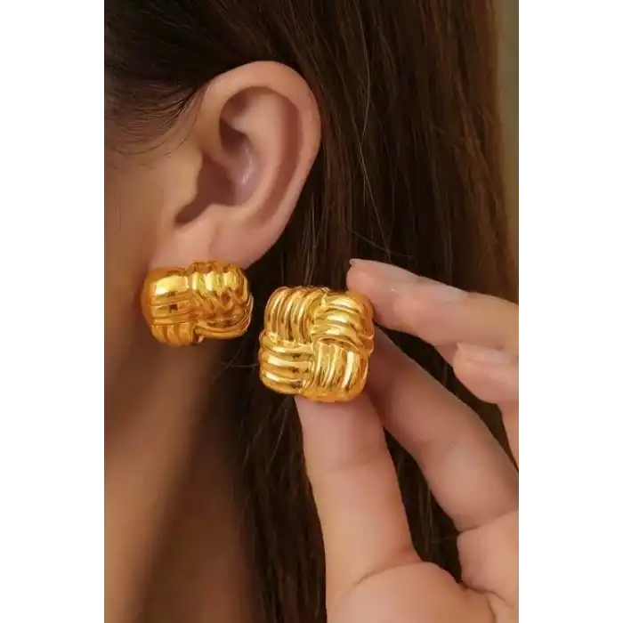 Altın Renk Çelik Küpe (Çift)