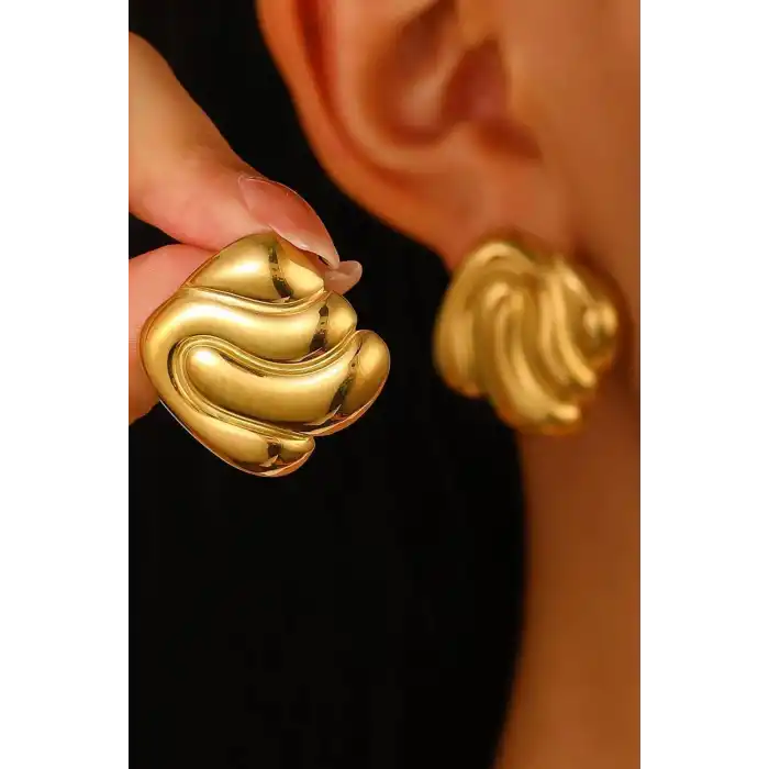 Altın Renk Çelik Küpe (Çift)