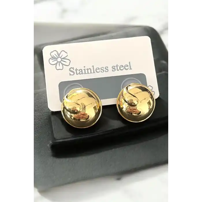 Altın Renk Çelik Küpe (Çift)