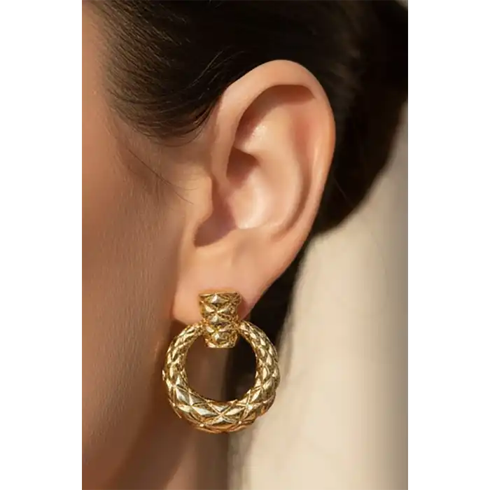 Altın Renk Çelik Küpe (Çift)