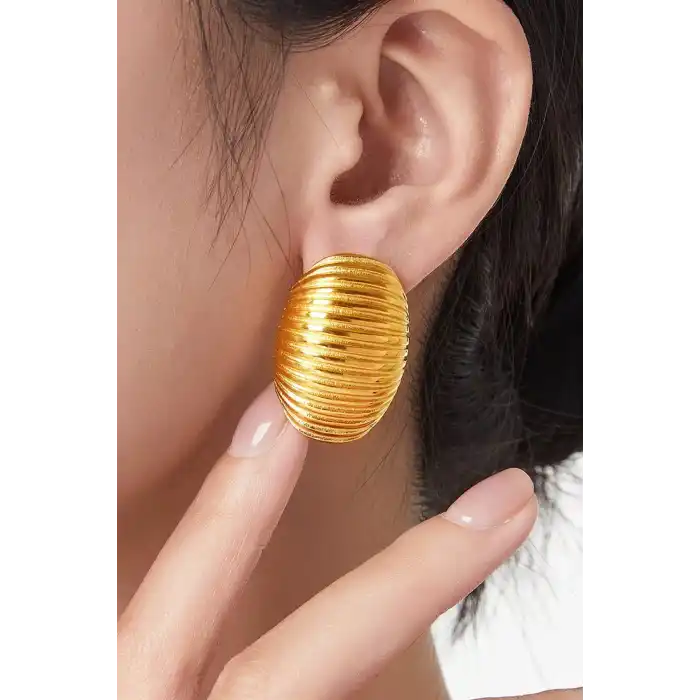 Altın Renk Çelik Küpe (Çift)