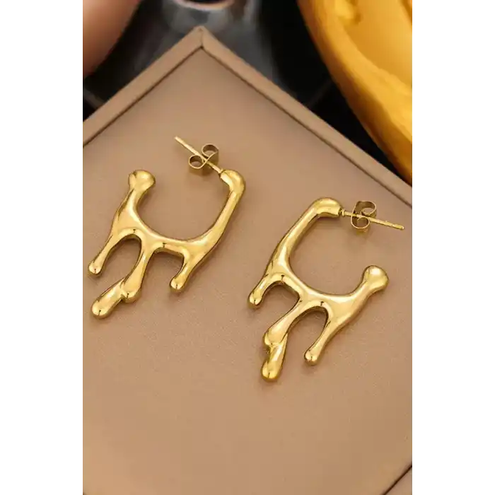 Altın Renk Çelik Küpe (Çift)