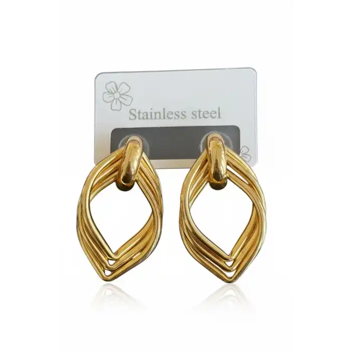 Altın Renk Çelik Küpe (Çift)