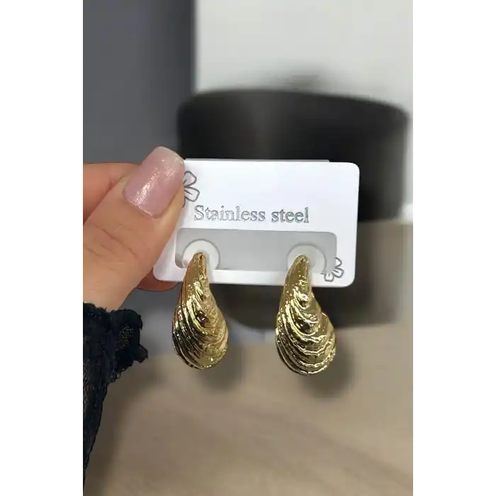 Altın Renk Çelik Küpe (Çift)