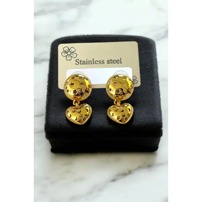 Altın Renk Çelik Küpe (Çift)