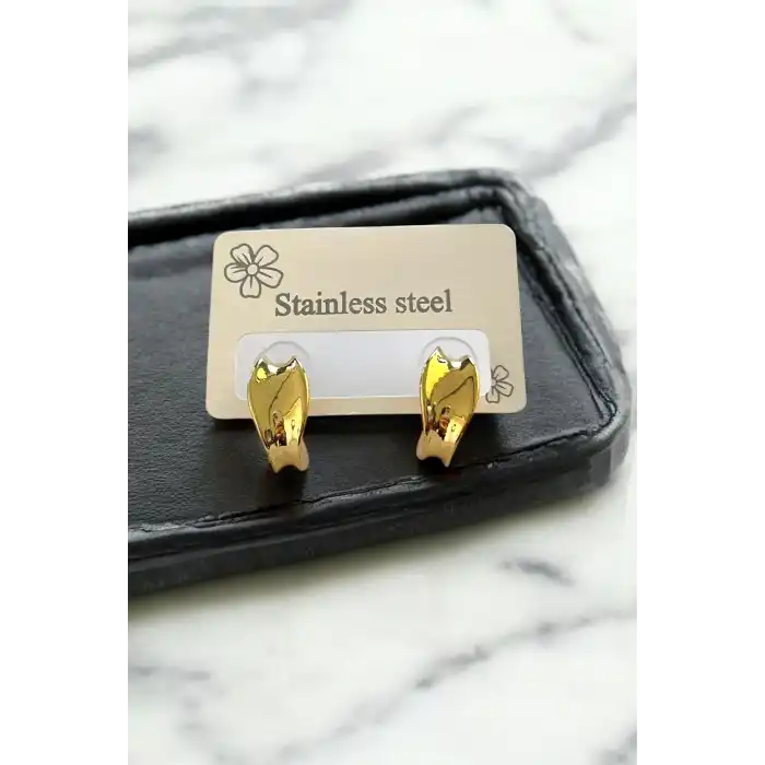 Altın Renk Çelik Küpe (Çift)