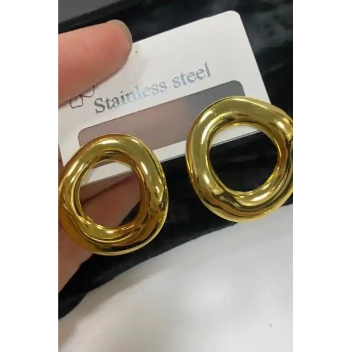 Altın Renk Çelik Küpe (Çift)