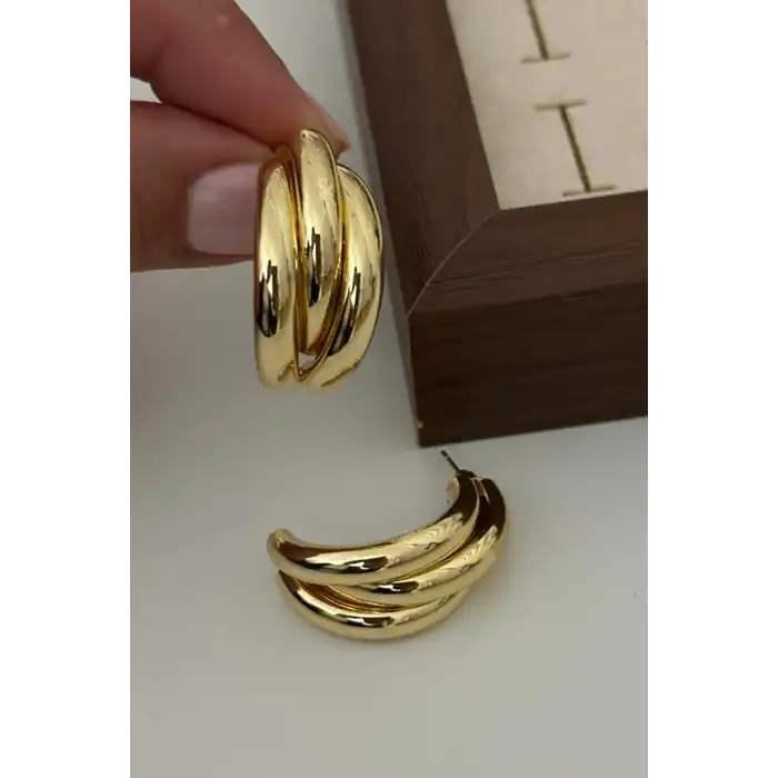 Altın Renk Çelik Küpe (Çift)