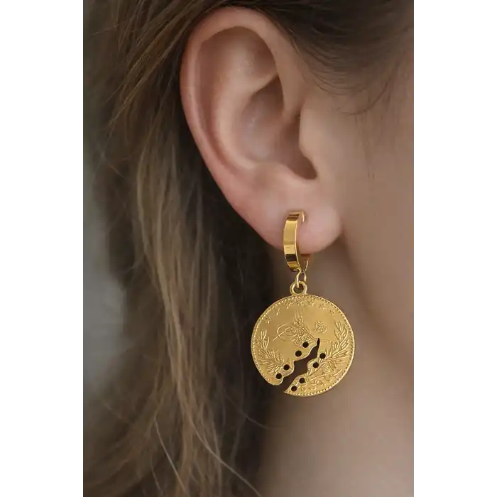 Altın Renk Çelik Küpe (Çift)