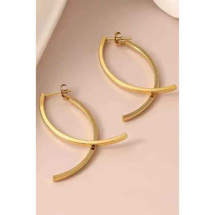 Altın Renk Çelik Küpe (Çift)