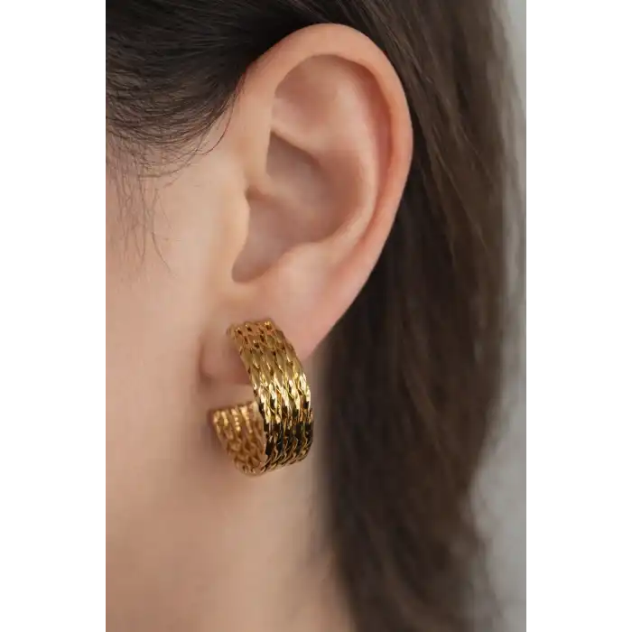 Altın Renk Çelik Küpe (Çift)