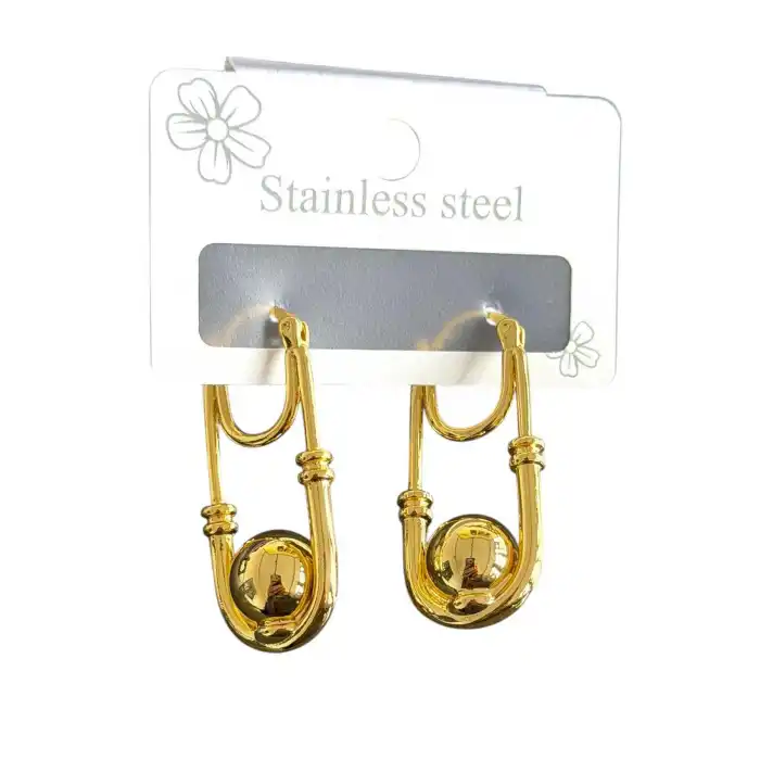 Altın Renk Çelik Küpe (Çift)