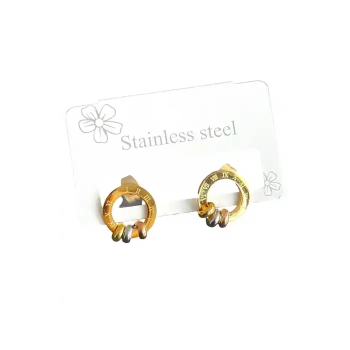 Altın Renk Çelik Küpe (Çift)