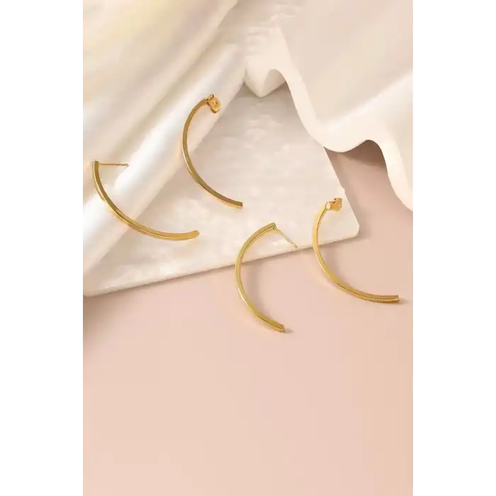 Altın Renk Çelik Küpe (Çift)