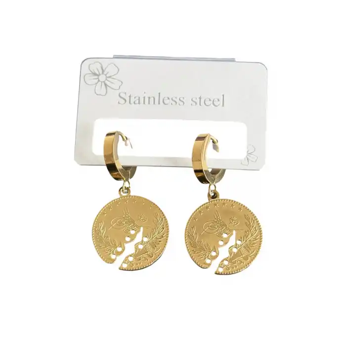 Altın Renk Çelik Küpe (Çift)