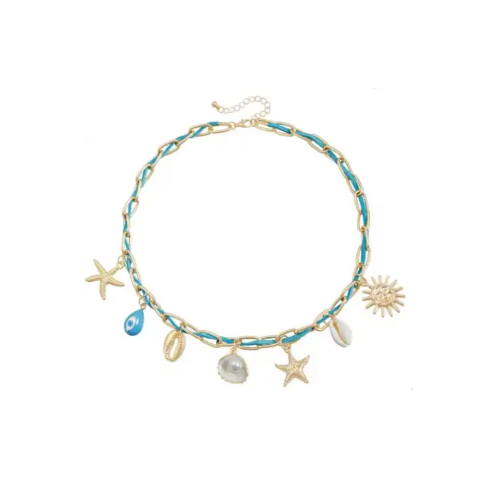 Altın Renk Charmlı Tasarım Kolye