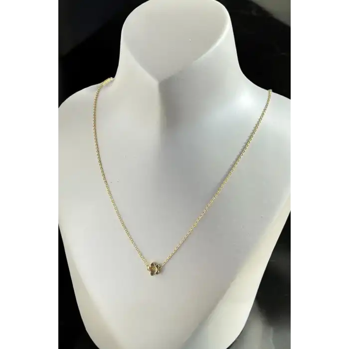 Altın Renk Çiçek Figürlü Kolye