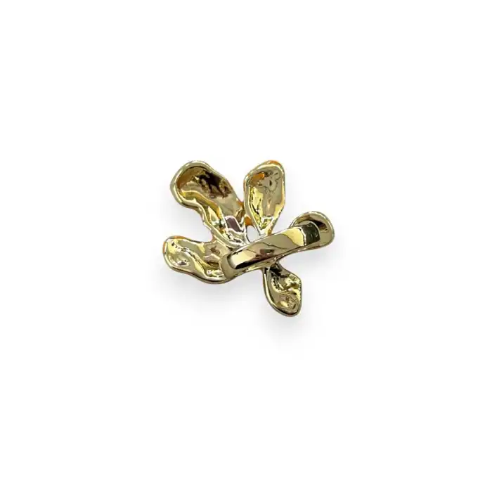 Altın Renk Çiçek Figürlü Taş Detaylı 14K Altın Kaplama TX Ear Cuff (Tek)