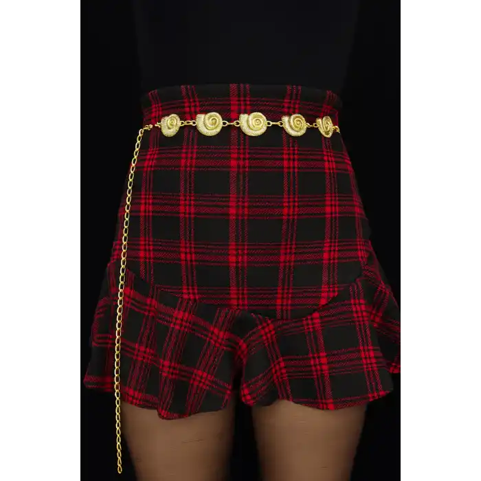 Altın Renk Deniz Kabuğu Figürlü Zincir Kemer