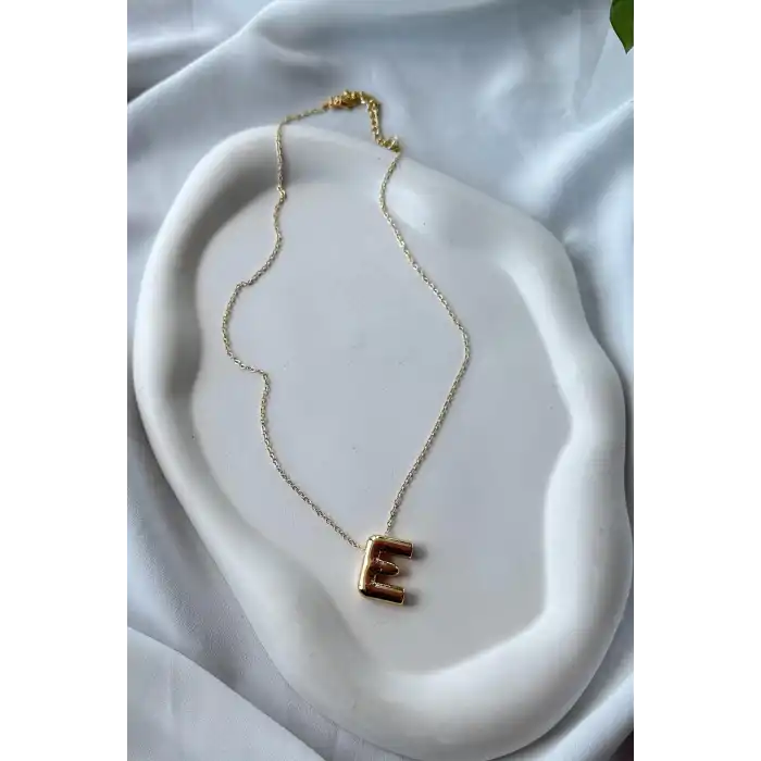 Altın Renk E Harf Balon Kolye