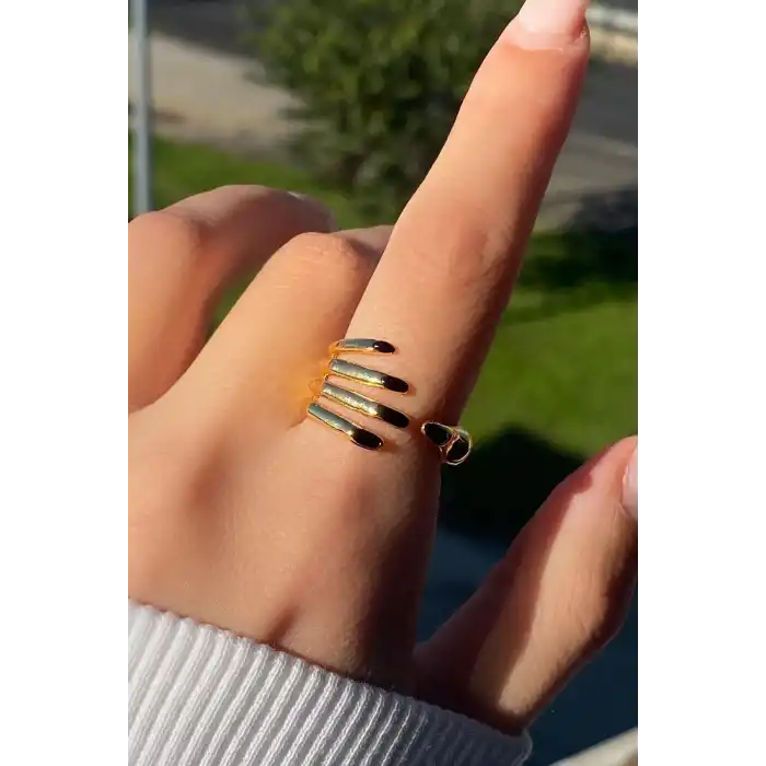 Altın Renk El Figürlü Ayarlanabilir Yüzük